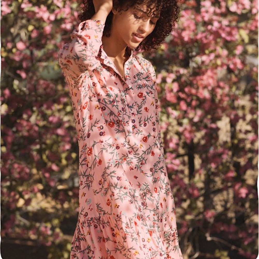 Loft pink Gardenia Flounce dress